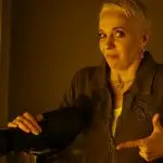 Amanda Abbington on set in Decrypted (2021)