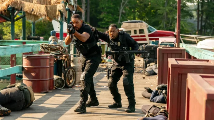 Image from Bad Boys: Ride or Die (2024) by Columbia Pictures, featuring the iconic duo in an action-packed scene showcasing their camaraderie and excitement. Source: Filmdb.co.uk