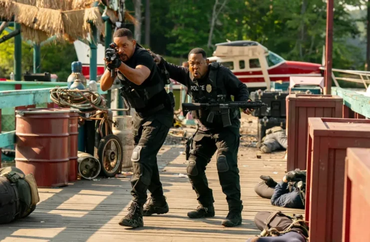 Image from Bad Boys: Ride or Die (2024) by Columbia Pictures, featuring the iconic duo in an action-packed scene showcasing their camaraderie and excitement. Source: Filmdb.co.uk