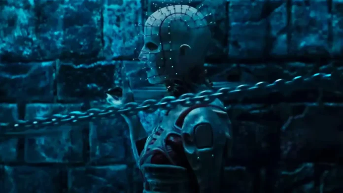 Hellraiser (2022) by 20th Century Studios, featuring the iconic Puzzle Box and a mysterious figure in a dark, eerie setting. Source: Filmdb.co.uk