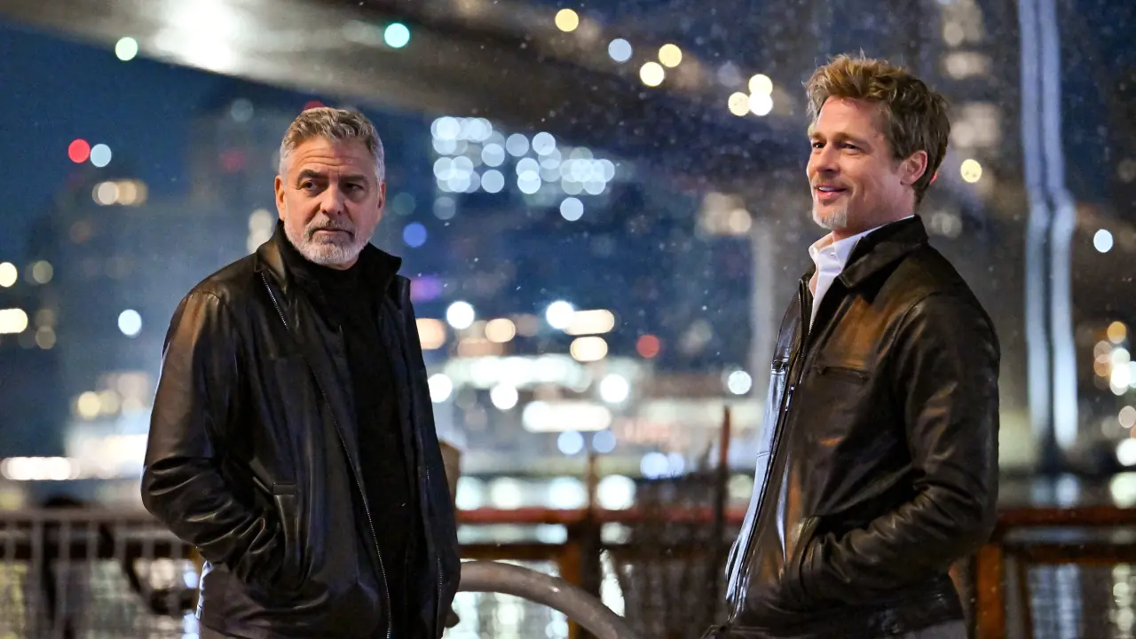 Photo from Wolfs (2024) starring George Clooney and Brad Pitt, produced by Apple Studios