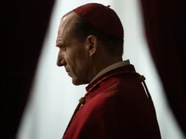 Conclave (2024) movie scene featuring Ralph Fiennes and Stanley Tucci - FilmNation Entertainment